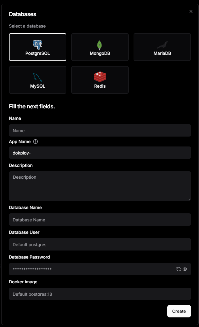 データベース作成ダイアログ