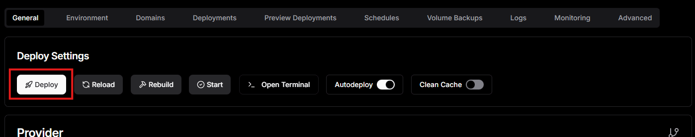 デプロイボタン