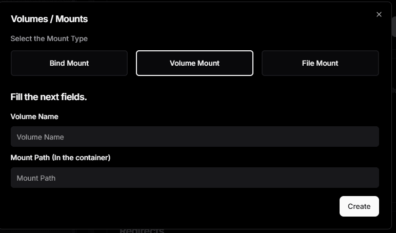 Volume Mount設定画面